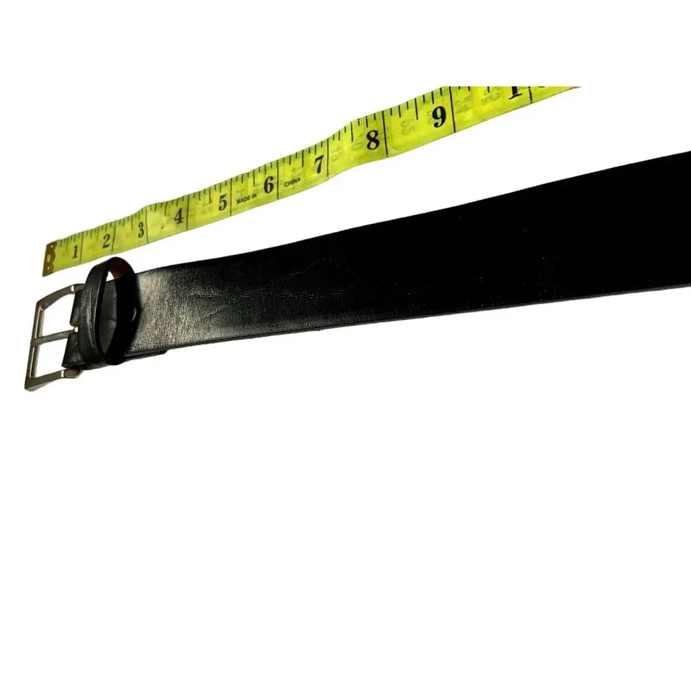 Mens Black Leather Belt Top Grain Oil Tan Leather Belt Square Buckle Size 56 Z6